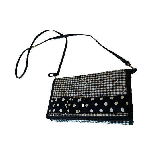 Black and White Crossbody Organizer Billfold Purse - Picture 1 of 3